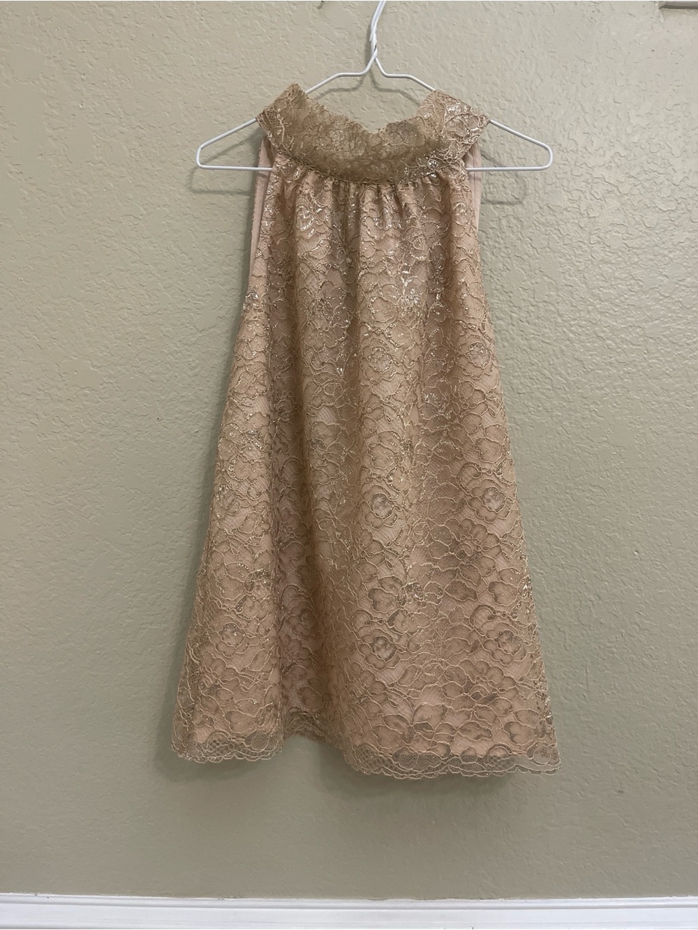 J. Crew Metallic Rose Gold Lace Halter Blouse Top XXS